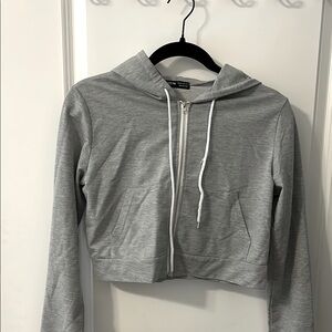 Grey Crop Zip Up from Shein